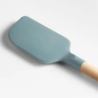 Crate & Barrel Deep Sage Green Silicone and Wood Scraper Spatula