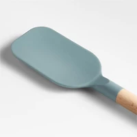 Crate & Barrel Deep Sage Green Silicone and Wood Spoonula