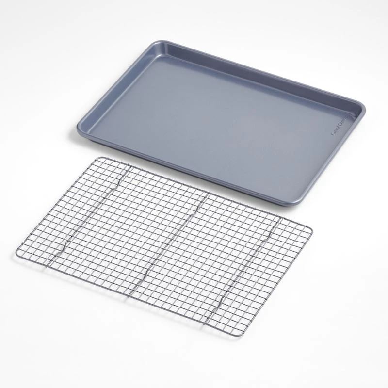 Crate & Barrel Slate Blue Baking Sheet and Cooling Rack Set