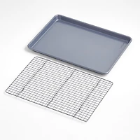 Crate & Barrel Slate Blue Baking Sheet and Cooling Rack Set