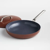 Crate & Barrel EvenCook Ceramic ™ Terracotta Ceramic Nonstick 12" Fry Pan with Lid