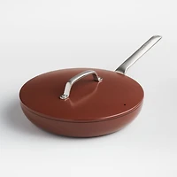 Crate & Barrel EvenCook Ceramic ™ Terracotta Ceramic Nonstick 12" Fry Pan with Lid