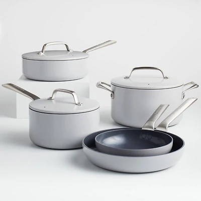 Crate & Barrel EvenCook Ceramic ™ Grey Nonstick 8-Piece Cookware Set with Bonus