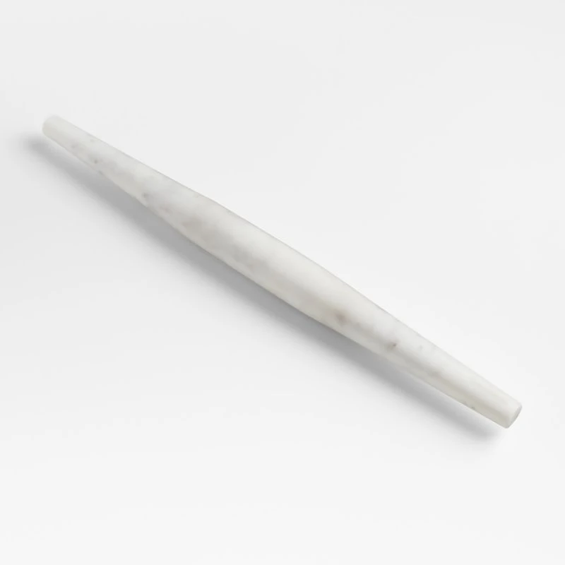 Crate & Barrel White Marble Tapered Rolling Pin