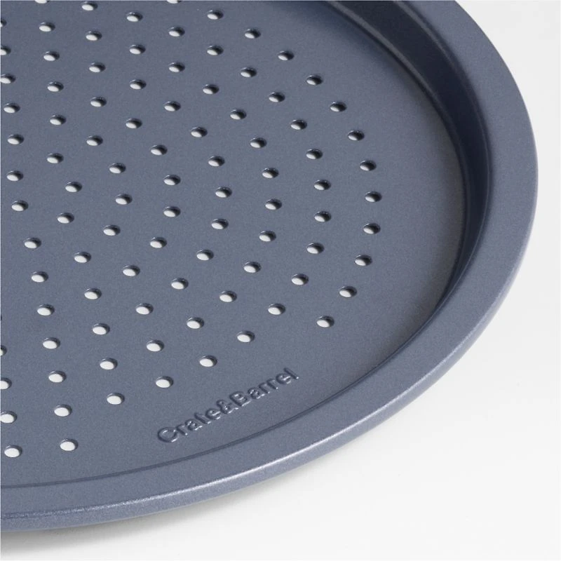 Crate & Barrel Slate Blue Mini Perforated Pizza Pans, Set of 4