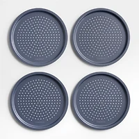 Crate & Barrel Slate Blue Mini Perforated Pizza Pans, Set of 4