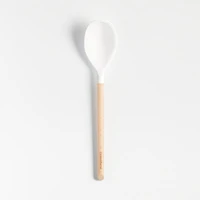 Crate & Barrel White Silicone and Wood Deep Spoon