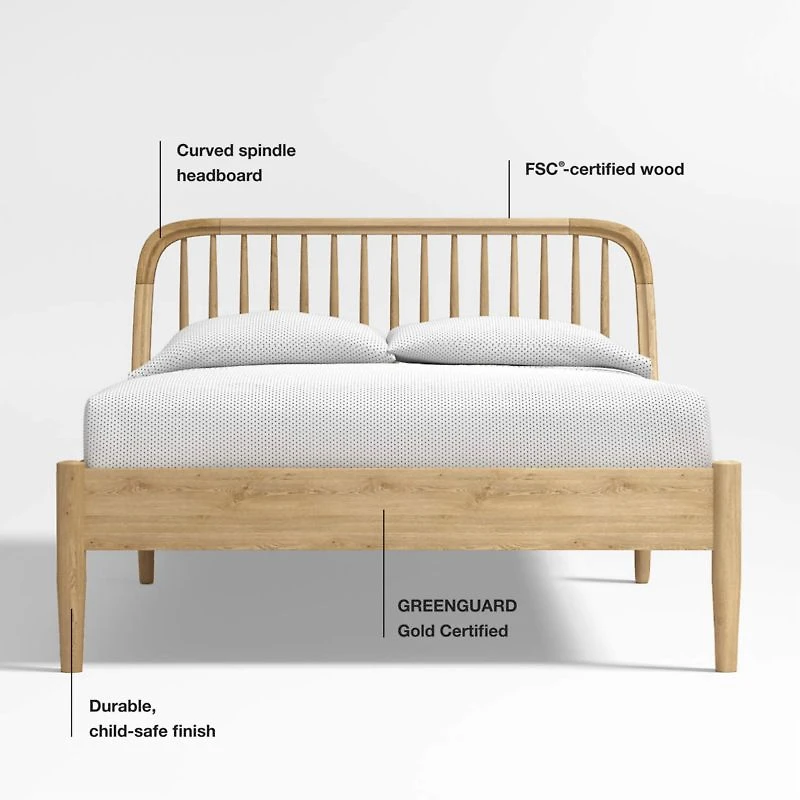 Bodie Spindle Natural Oak Wood Kids Twin Bed