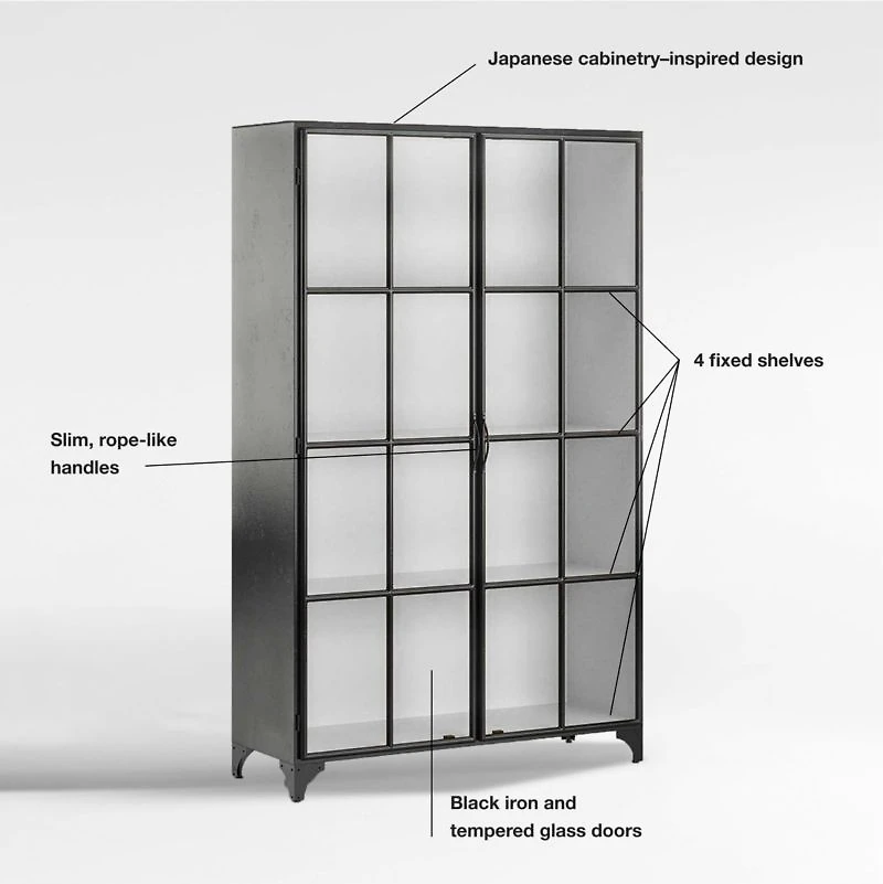 Kedzie 48" Black-and-White Iron Storage Display Cabinet