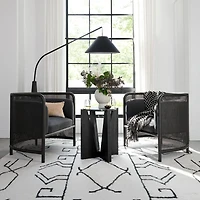 Miro Black Marble Round End Table with Black Ebonized White Oak Wood Base