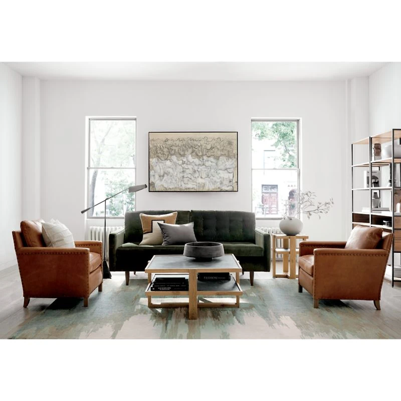 Sable Square Black Marble Coffee Table with Shelf
