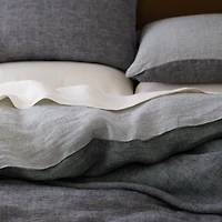 Aire Natural Hemp Ink Black Grid King Duvet Cover