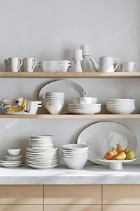 Marin White Stoneware Dinner Plates, Set of 8