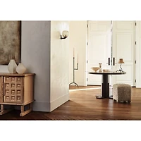 Unica 48" Round Mango Wood and Travertine Dining Table by Athena Calderone