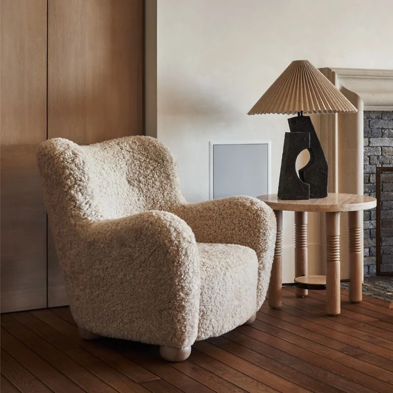 Ruins Cream Ceramic Sculptural Table Lamp with Pleated Shade by Athena Calderone 20"