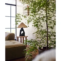Ruins Cream Ceramic Sculptural Table Lamp with Pleated Shade by Athena Calderone 20"