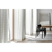 Briza White Windowpane European Flax ™-Certified Linen Sheer Window Curtain Panel 52"x84"