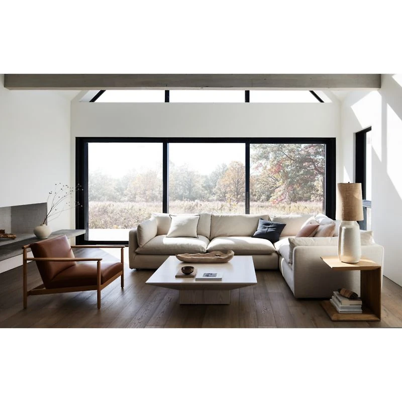 Ojai Leather Wood Frame Accent Chair