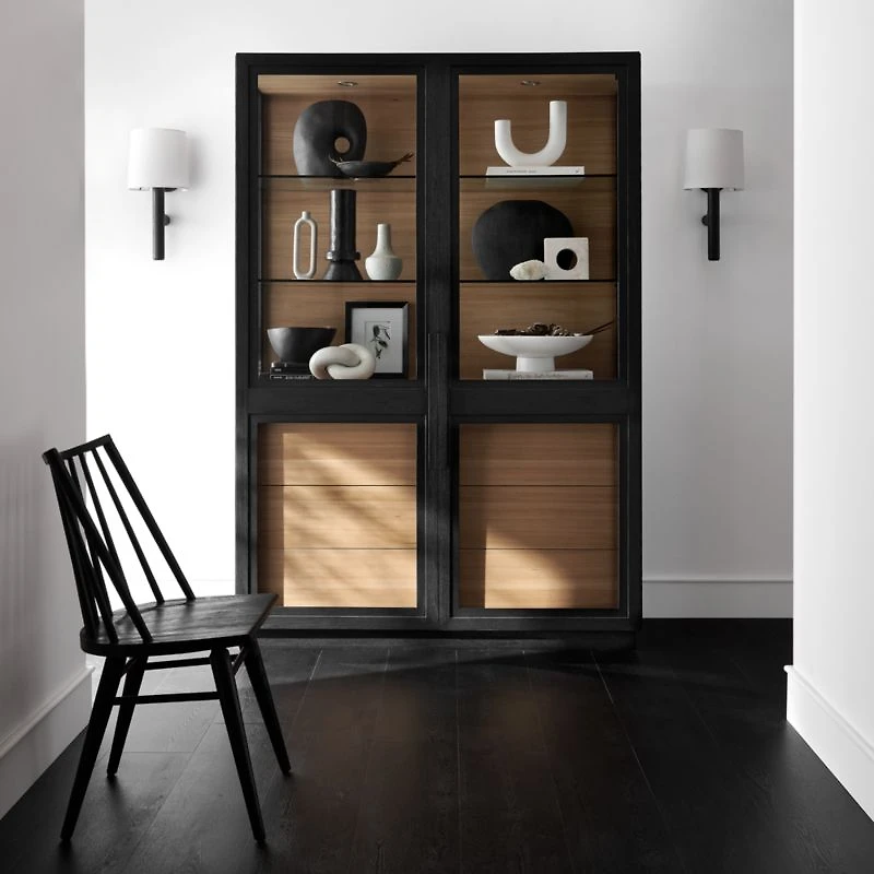Calypso 54" Large Two-Toned Black Elm Wood Storage Cabinet