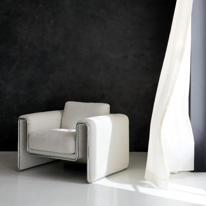 Dessau Boucle Accent Chair with Chrome Frame