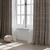 Trevino Warm Beige Cotton Silk Blend Window Curtain Panel 52"x84"