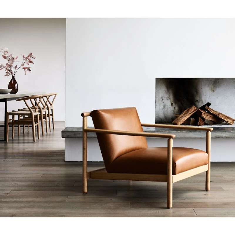 Ojai Leather Wood Frame Accent Chair