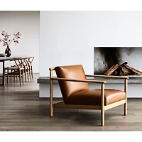 Ojai Leather Wood Frame Accent Chair