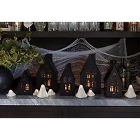 Medium Black Halloween Haunted House Sculpture