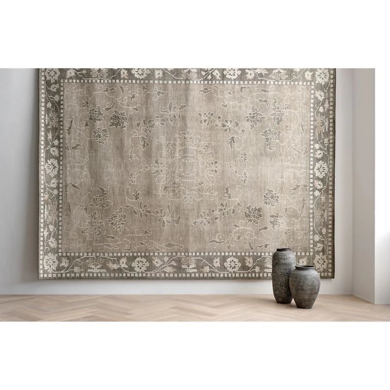 Rochelle Traditional Floral Grey Area Rug 10'x14'