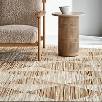Toulon Cowhide Diamond Checkered Beige Area Rug 10'x14'