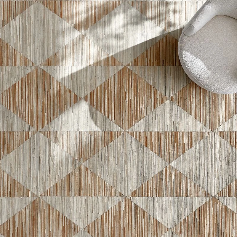 Toulon Cowhide Diamond Checkered Beige Area Rug 10'x14'