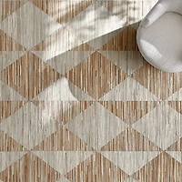 Toulon Cowhide Diamond Checkered Beige Area Rug 10'x14'