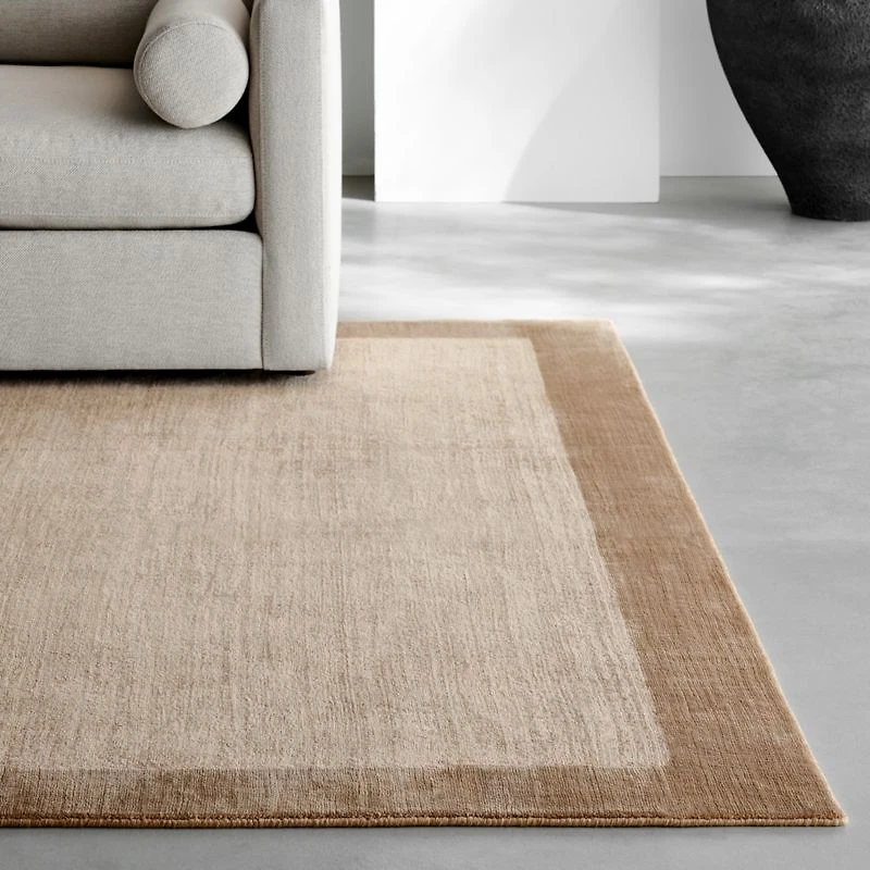 Laval Border Viscose Handwoven Taupe Area Rug 10'x14'