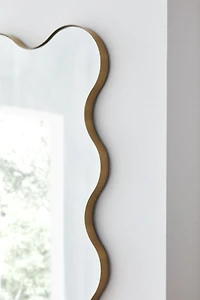 Waveland Brass Metal Full-Length Scalloped Wavy Wall Mirror