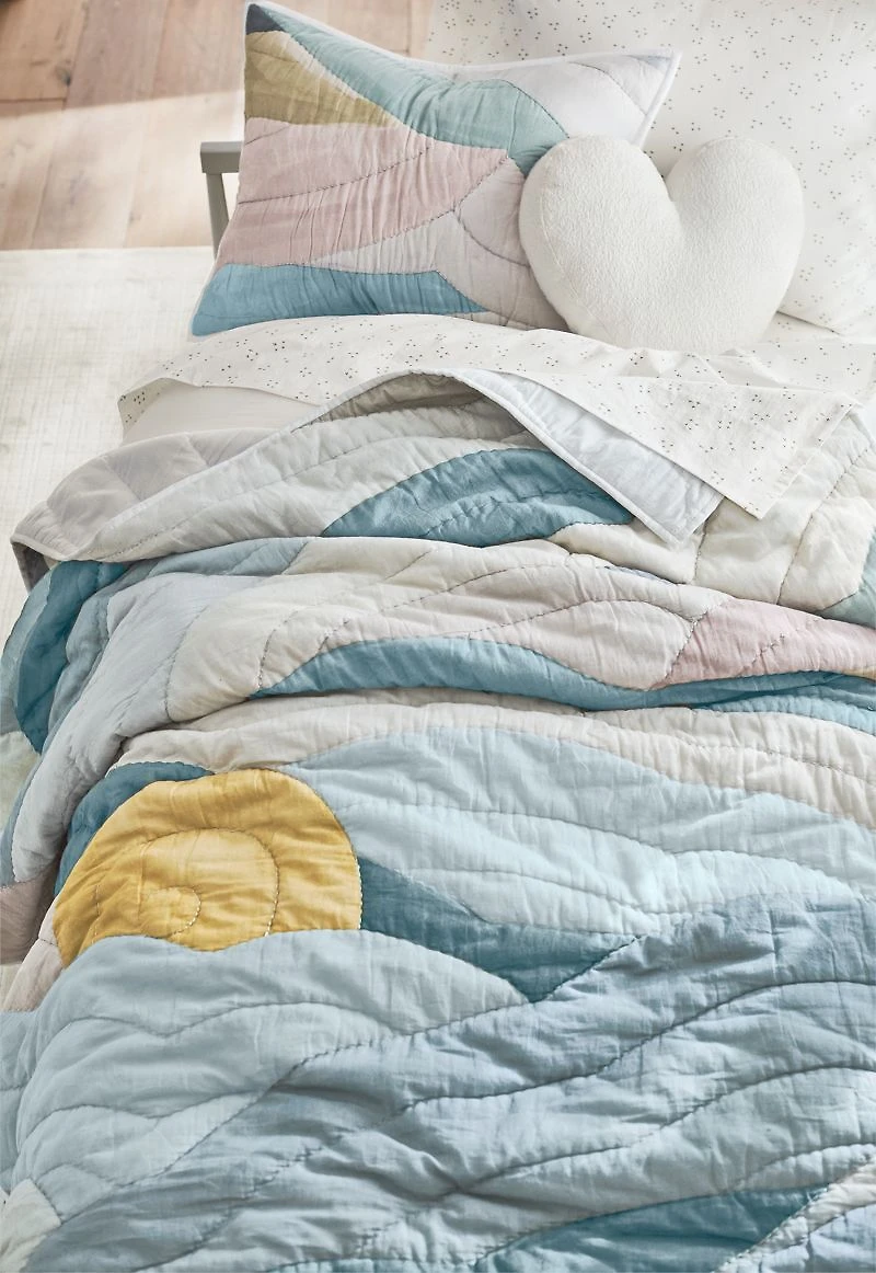 Cloud Embroidered Hand-Quilted Cotton Kids Pillow Sham
