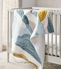 Cloud Embroidered Hand-Quilted Organic Cotton Baby Crib Quilt