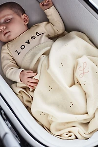 Pointelle Knit Pampas Ivory Baby Stroller Blanket