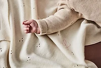 Pointelle Knit Pampas Ivory Baby Stroller Blanket