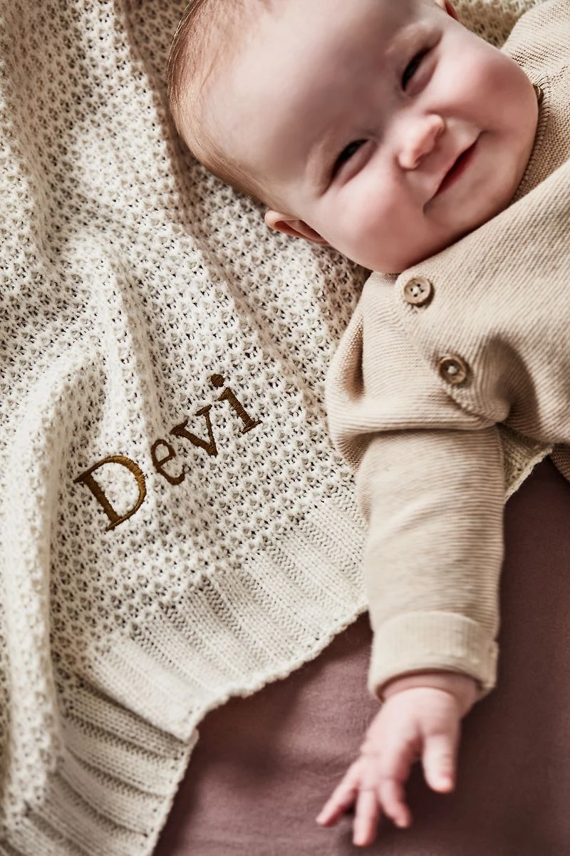 Bubble Knit Arctic Ivory Baby Stroller Blanket
