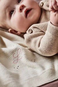Pointelle Knit Pampas Ivory Baby Stroller Blanket