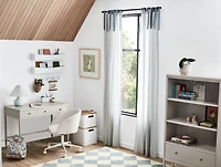 63" Blue Organic Cotton Windowpane Plaid Curtain Panel