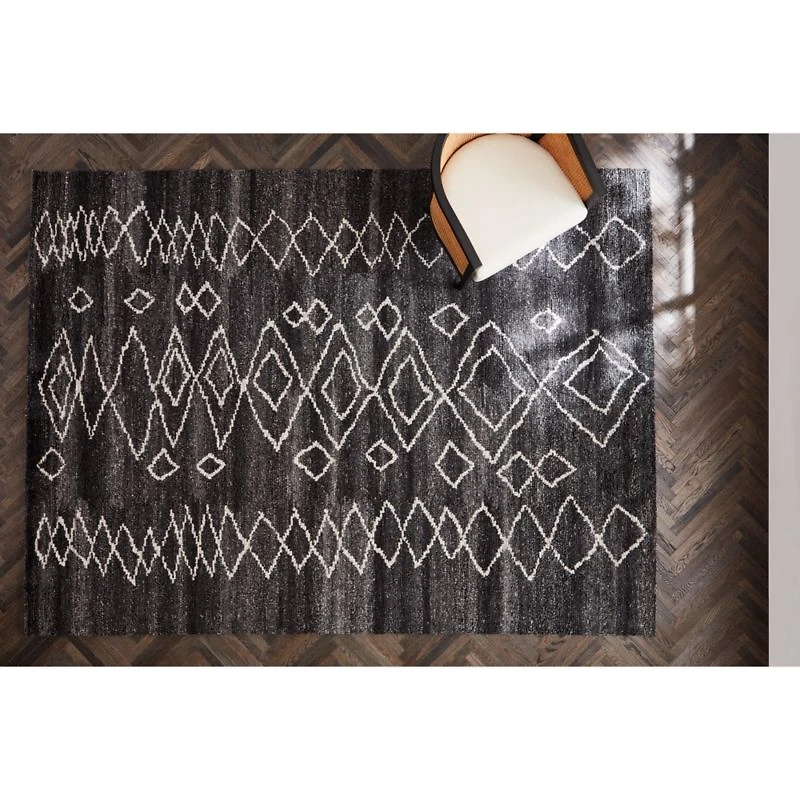 Marseilles Wool Hand-Knotted Charcoal Ivory Area Rug 8'x10'