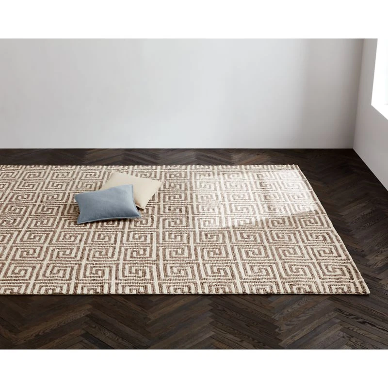 Mykonos Wool-Blend Hand-Knotted Taupe Brown Area Rug 6'x9'