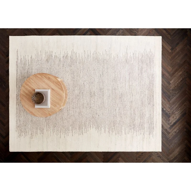Prague Wool and Viscose Hand-Knotted Ombre Ivory Area Rug 6'x9'
