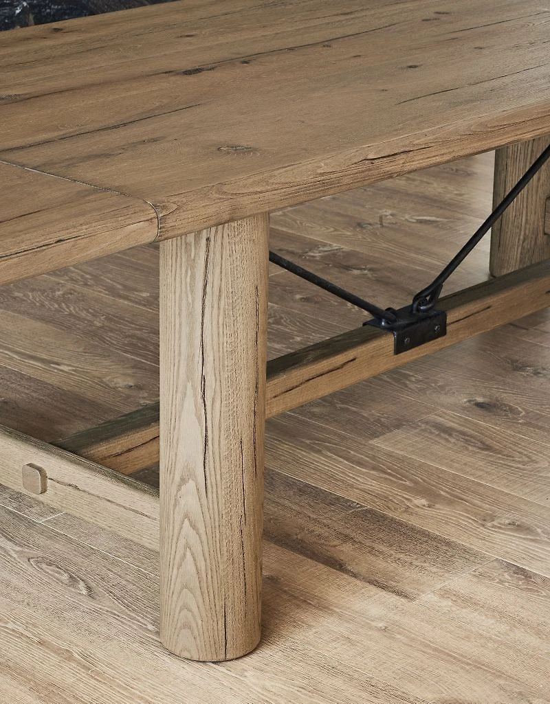 Breckenridge 78"-108" Weathered Rustic Oak Wood Extendable Dining Table