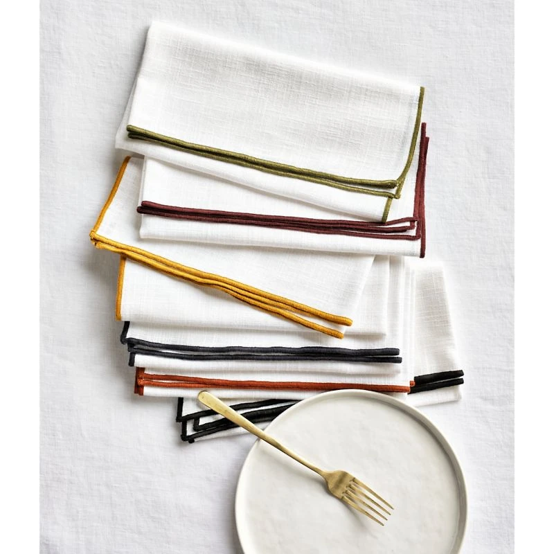Merrow Stitch Crisp White Organic Cotton Napkin, Set of 4