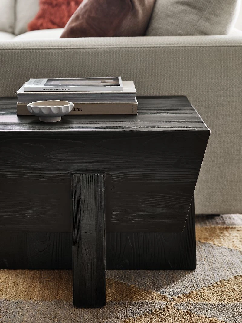 Kota Square Textured Black Pine Side Table