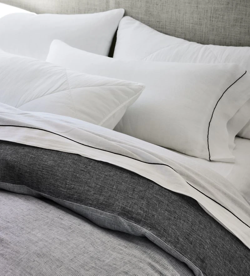 Aire Natural Hemp Ink Black Grid King Duvet Cover