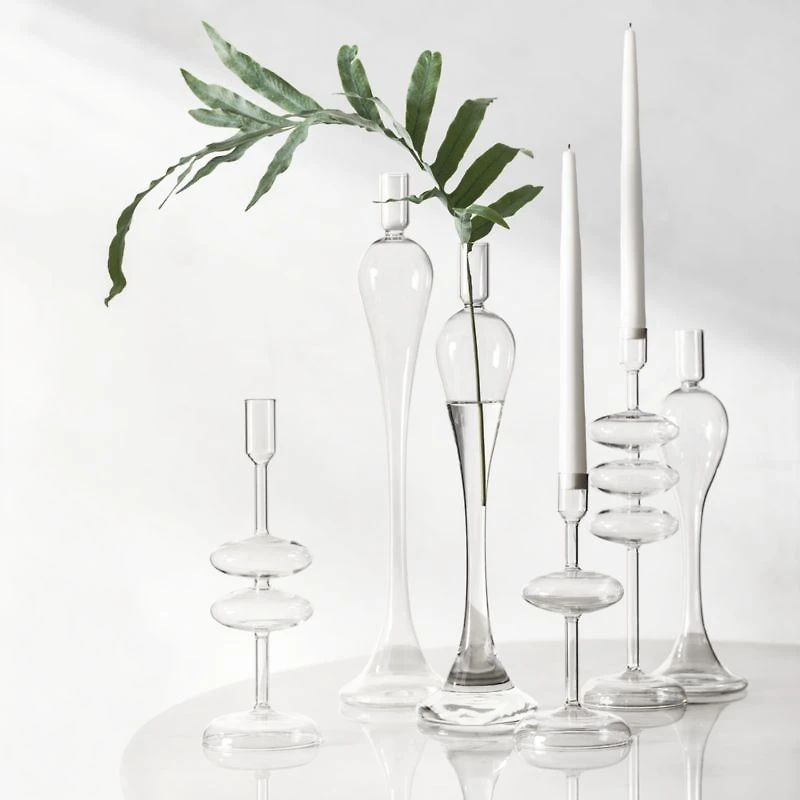 Venezia Small Clear Glass Taper Candle Holder