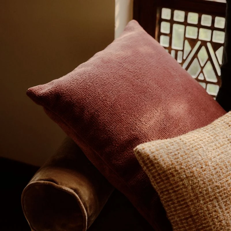 Revasser Chenille 23"x23" Burgundy Throw Pillow Cover by Athena Calderone